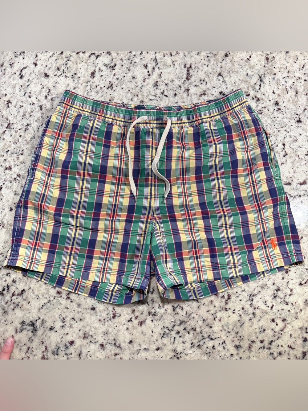 Polo Ralph Lauren Swim Trunks Size Large Multi Color Plaid Madras Mesh Lined EUC